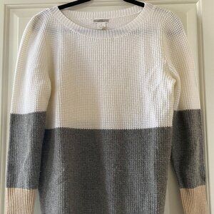J. Crew 100% Cashmere Waffle Knight Color Block Sweater Size Small EUC